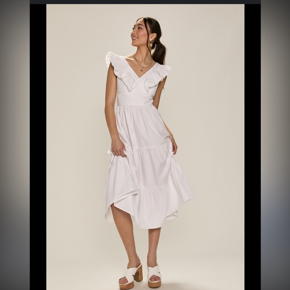 Francesca’s Brenda Flutter Sleeve Midi Dress